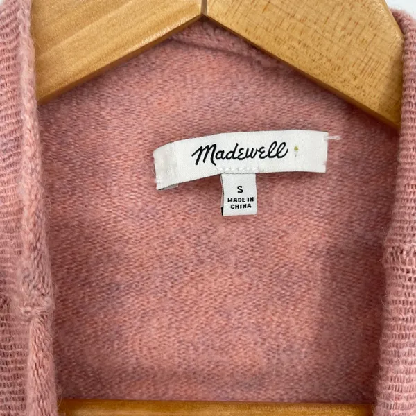 Madewell Pink Mock Neck Alpaca Merino Wool Blend Knit Sweater Long Sleeve Size S - Image 4