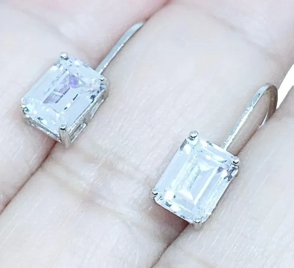 925 Clear CZ Lever Back Sterling Silver Earrings - Image 10