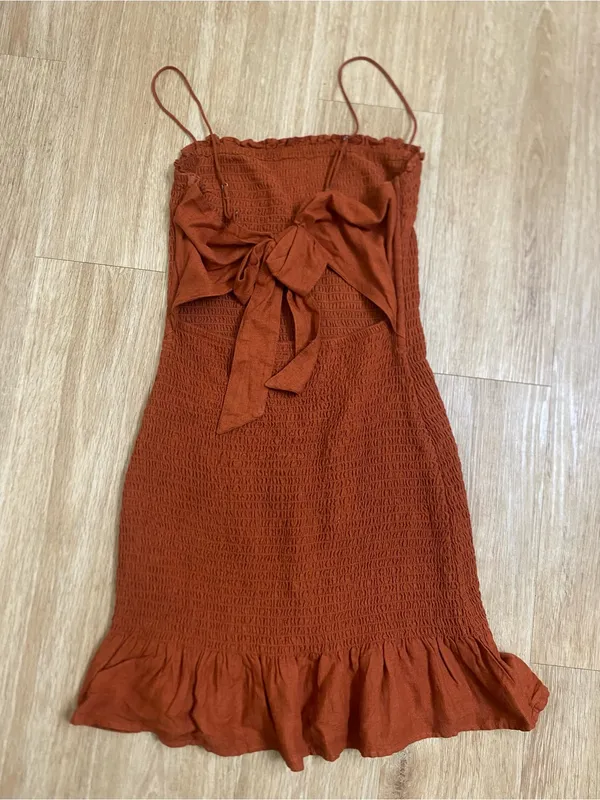 Abercrombie & Fitch Rusty Orange Smocked Mini Dress - Image 4