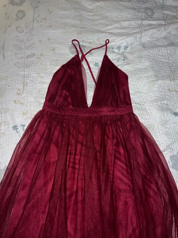 SHEIN Red Dress Sheer Tulle  - Image 5