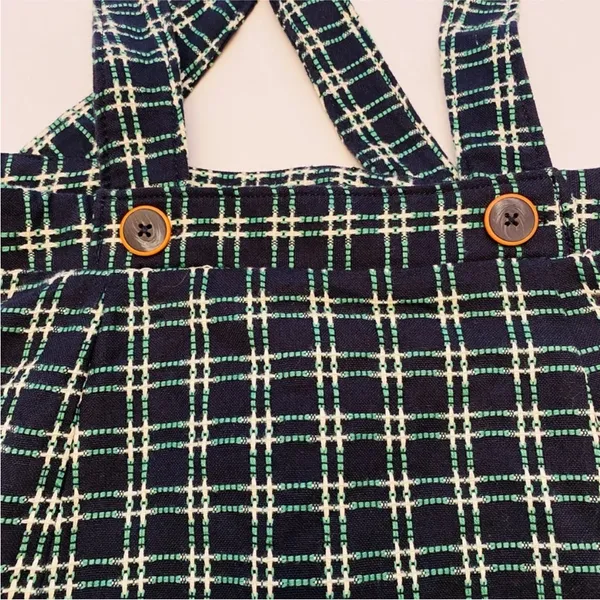 Anthopologie Chic Plaid Skirt with Suspenders - Image 3