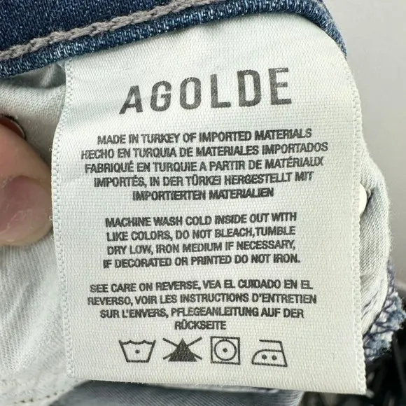 AGOLDE Size 28 High‎ Rise Ankle Crop Raw Hem Slim Straight Leg Denim Jeans - Image 8