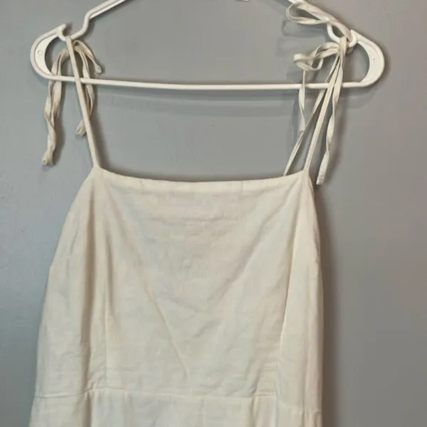 Abercrombie & Fitch Linen Blend Knee Length Dress Large White #784 - Image 3