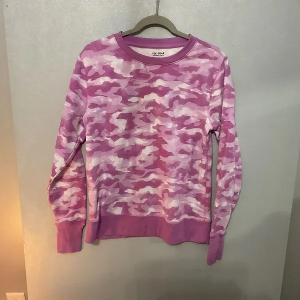 Tek Gear Womens Sweatshirt Pink Camouflage Ultrasoft Fleece Size Small - Image 2