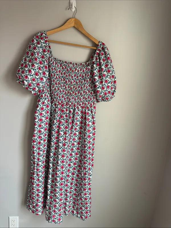 NEW Boden Sky Smocked Linen Midi Dress 16-18 - Image 2
