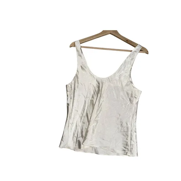 Topshop Tank Top Womens Sz 6 White Stretch Satin Scoop Neck Sleeveless Pullover - Image 2