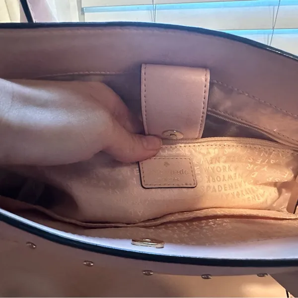 Fabulous Kate Spade New York Posy Pink Gold Studded Leather Satchel Shoulder Bag - Image 5