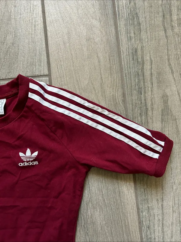 adidas Maroon Midi Dress with White Three Stripes - Image 4