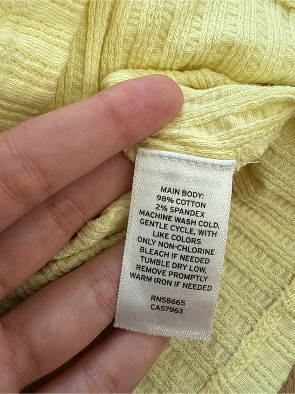 Women’s Pale Yellow Ribbed Henley Tank Top - Image 6