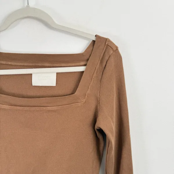 Citizens‎ of Humanity Marisol Square Neck Tee French Toast Brown Womens Large - Image 3