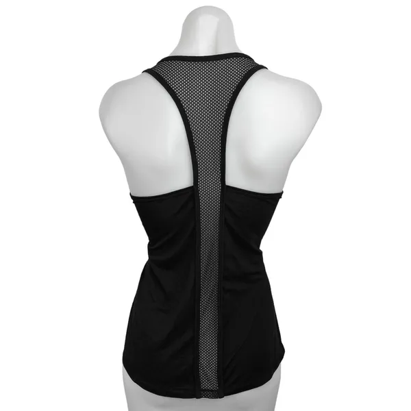 Athleta Black Crew Neck Mesh Trim Racerback Workout Tank Top Size M - Image 2