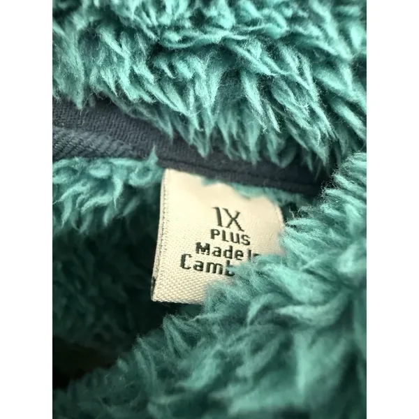 LL Bean Fleece Jacket Womens 1X‎ Teal Excellent High Pile Sherpa Full Zip - Image 7