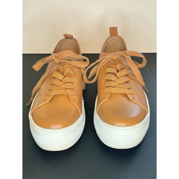 Women’s Tan Platform Leather Sneakers - Image 2
