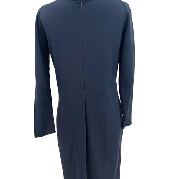 Armani Collezioni Draped Sheath Dress Classic Long Sleeve Navy Blue‎ Size 10 - Image 10