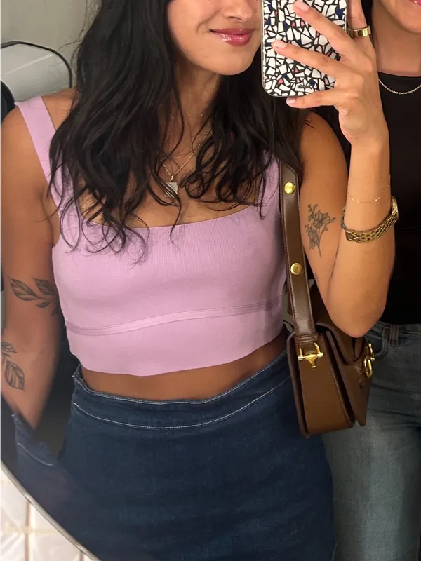 Lavender Square Neck Cropped Tank Purple - Image 4