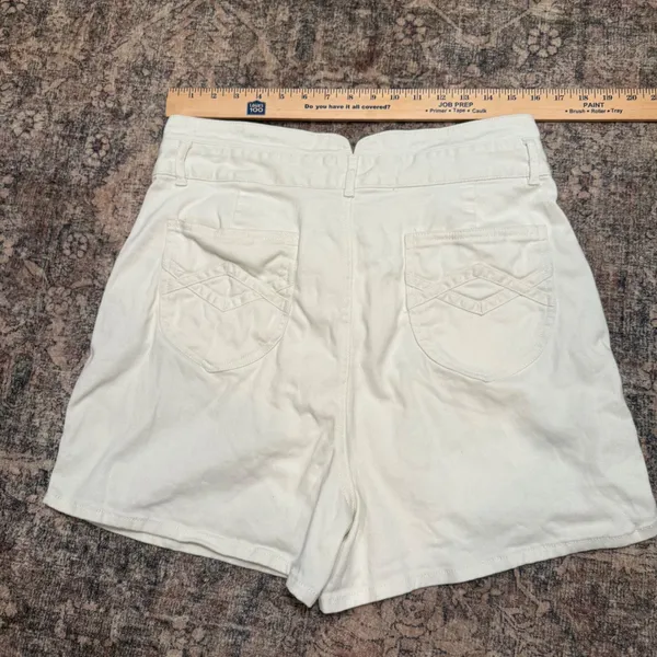 Faherty Rikki Organic Cotton High Waisted Shorts Cream White XL - Image 7