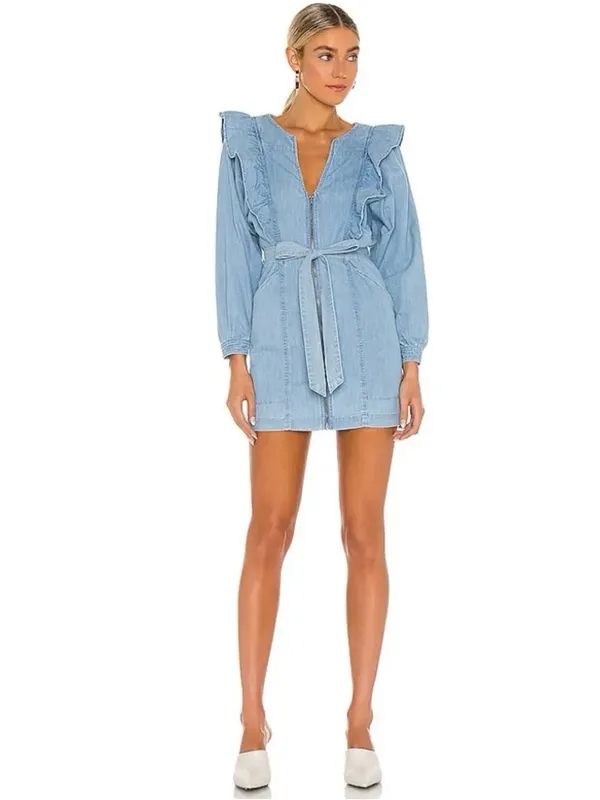 Free People Imogene Denim Mini Dress - Image 6