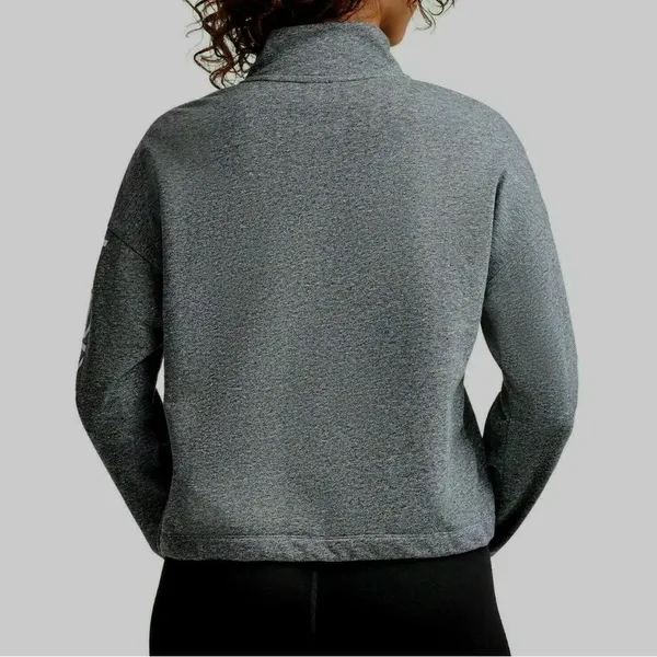 Calvin Klein Heather Grey Half Zip Oversized Crop Pullover Sz Small - Image 16