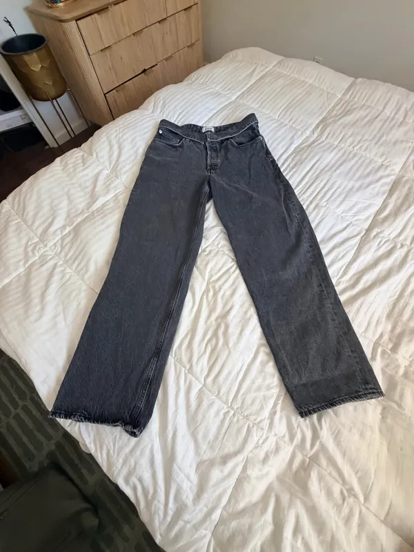 Agolde Echo Taper fold over mid waist Zephyr vintage washed black jeans 29 - Image 6