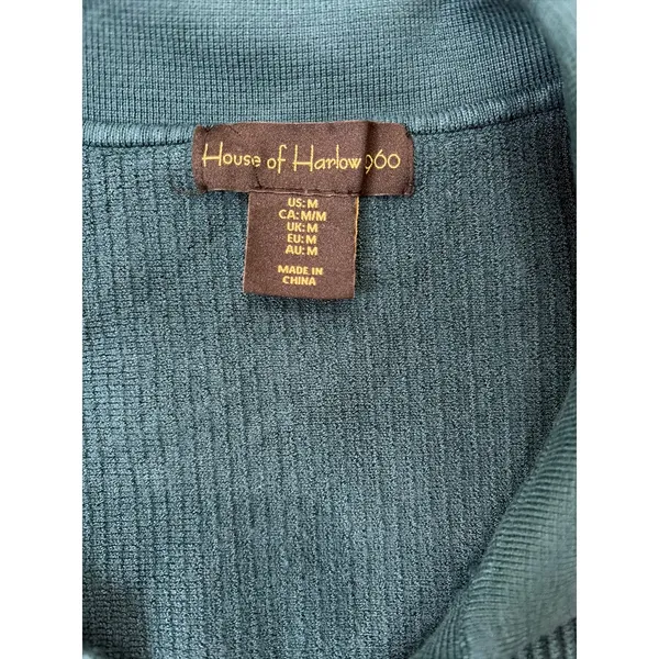 House Of Harlow 1960 Knit Polo Tank Medium Teal Ribbed Sleeveless - Image 2