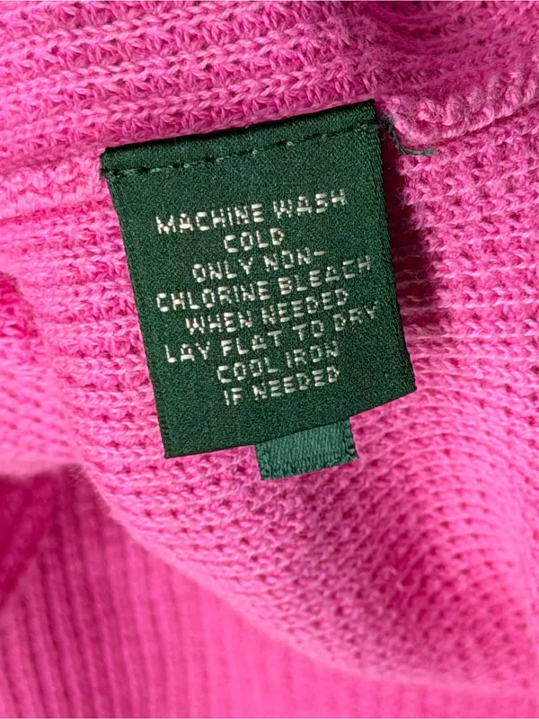 Lauren Ralph Lauren‎ Cotton Waffle Knit Cowl Neck Pullover Sweater Preppy Pink - Image 5