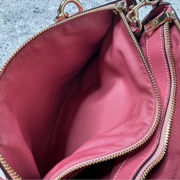 Coach Mini Brooke Carryall Satchel Pink Glitter Crossgrain Leather Gold - Image 9