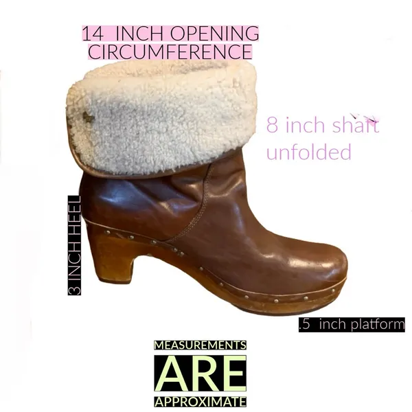 Ugg "Lynnea" Cognac Brown Leather Clog Boots With Sherpa Lining (10) - Image 13