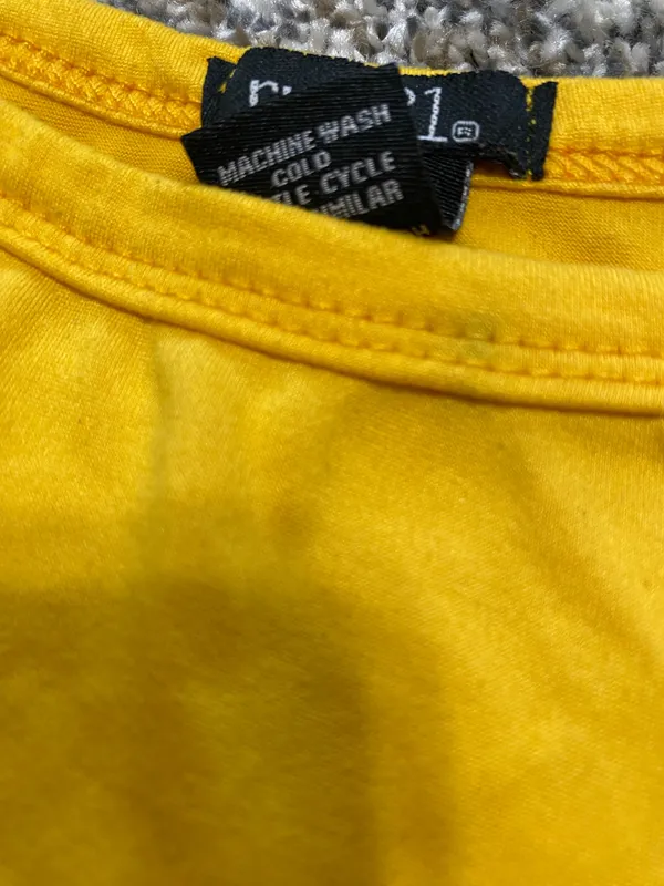 Rue 21 Yellow & Navy Blue Striped Cropped Tank Top - Image 6
