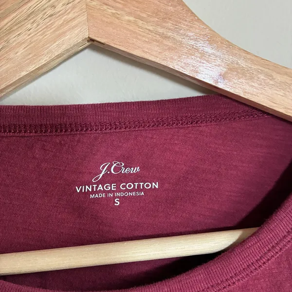 J.Crew Vintage Cotton Long Sleeve T-Shirt Size S Maroon Womens Slub Knit Tee - Image 4