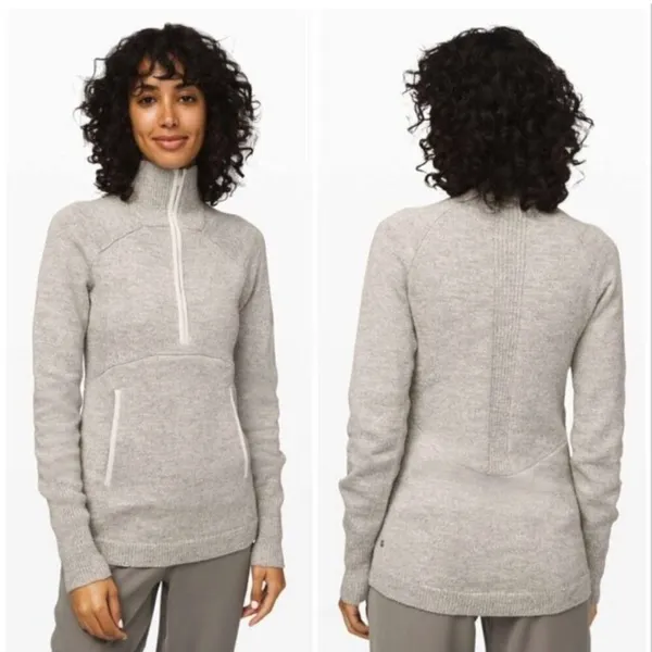 Lululemon Summit Stride Sweater Heathered Core Ultra‎ Light Grey Women’s Medium - Image 2