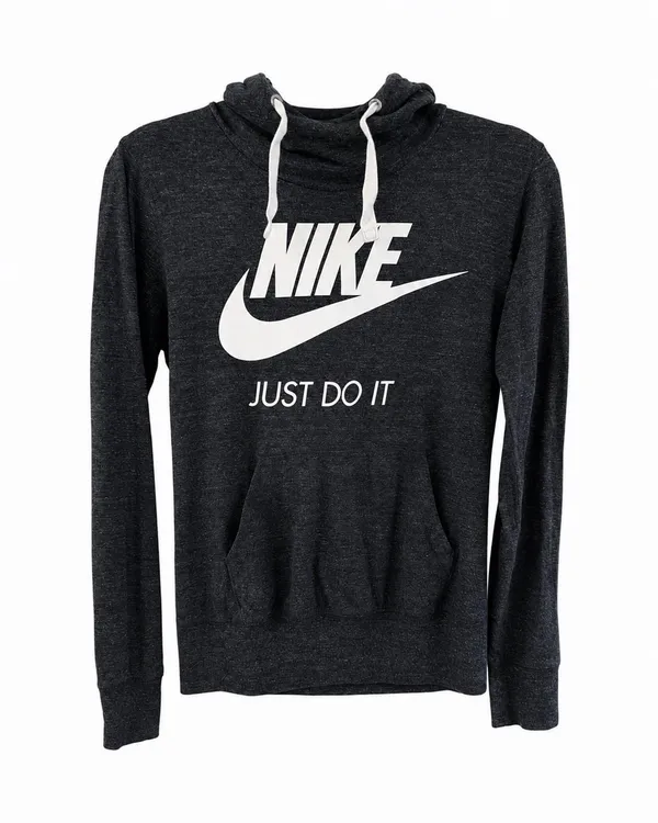 Nike Women’s Small Just Do It Lightweight Pullover Hoodie Charcoal Gray - Image 2