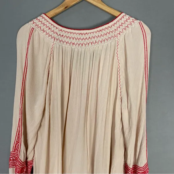 Free People‎ Wind Willow Embroidered Tunic Shift Mini Dress Size Small Tassels - Image 9