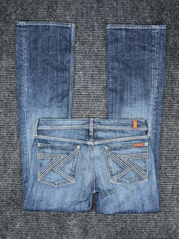 7 For All Mankind Flynt Low Rise Bootcut Blue Jeans Women’s 31 x 32.5 VTG Y2K - Image 3