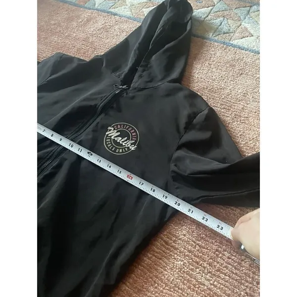 Brandy Melville Black Full Zip Hooded Windbreaker California Malibu Unisex - Image 7