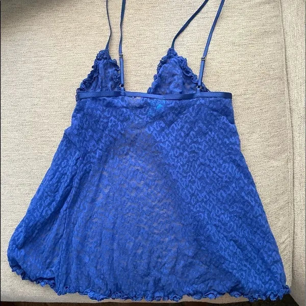 Y2K Victoria’s‎ Secret Blue Lace Open Camisole Top - Image 4
