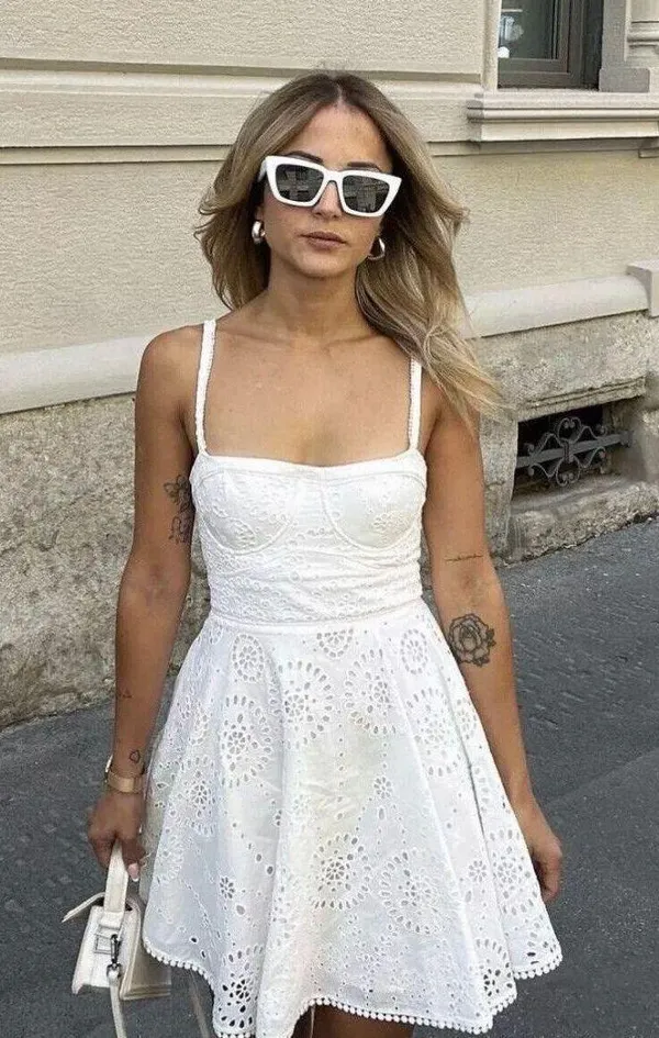 ZARA mini dress Crochet Embroidered openwork boho sundress summer - Image 10