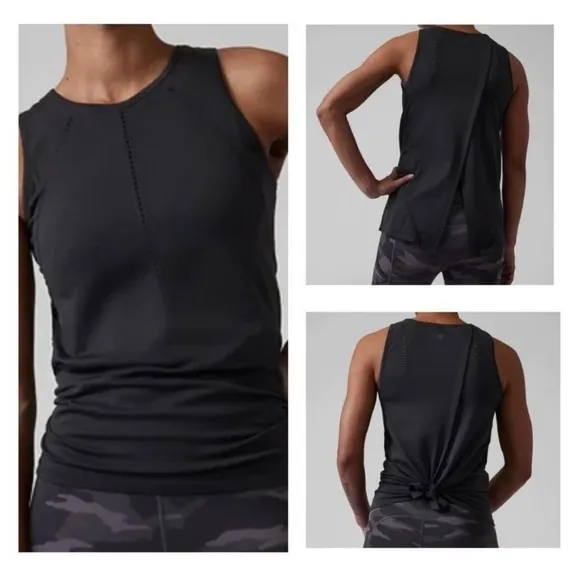 Athleta Foothill Tank top split back Black medium - Image 2