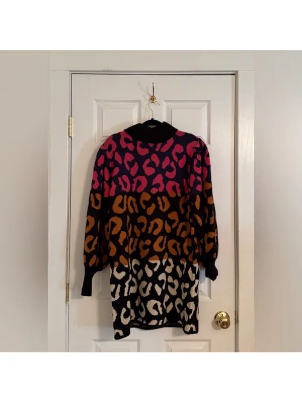 FARM Rio Mixed Leopard Sweater Dress - Image 11