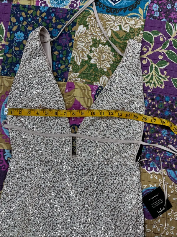 Lulu’s Wish Granted Beige Sequin Maxi Dress • Large • NWT - Image 9