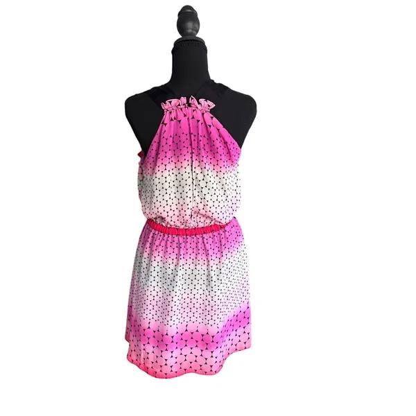 I Heart Ronson Pink Ombre Geometric Halter Mini Dress Womens‎ Medium Indie - Image 2