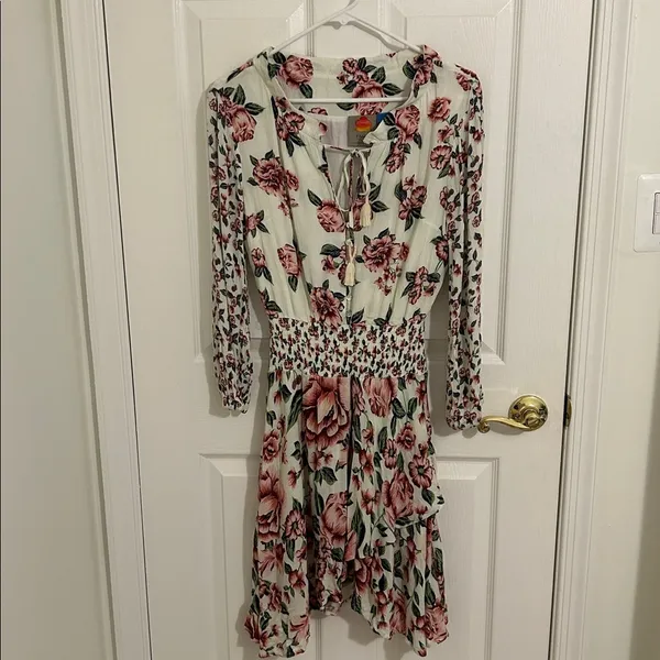 Farm Rio x Anthropologie Anabela Smocked Floral Dress Size XS - Image 6