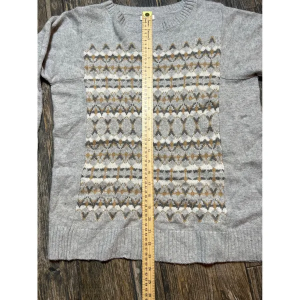 J. Crew Fair Isle Geometric Pattern Merino Wool Blend Crewneck Sweater Size‎ Med - Image 9