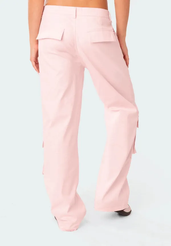 Edikted Light Pink cargo low rise pants - Image 4