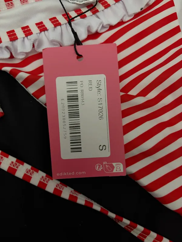 New Edikted Red And White Stripe Bikini - Image 2