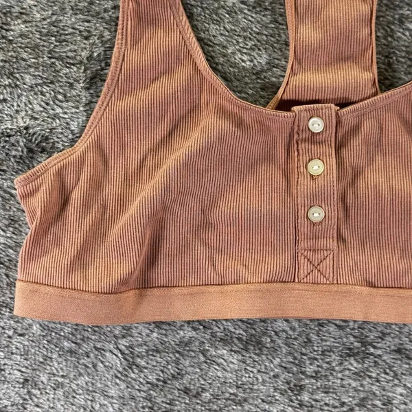 Madewell Rib Knit Front Button Brallete Women’s Large - Image 3