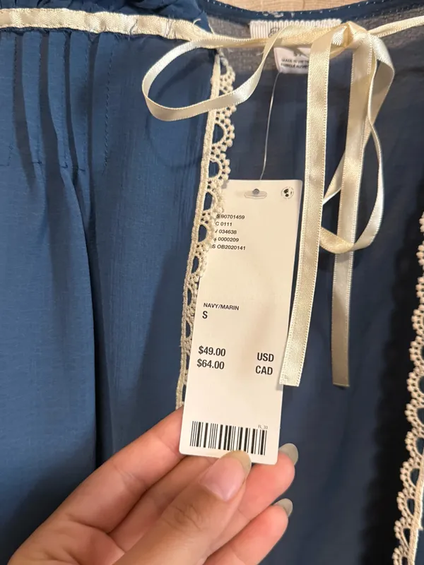 NWT Kimchi Blue babydoll Blue Camisole with Cream Lace Trim - Image 4