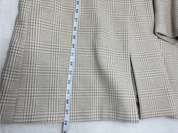 Primark Cream Plaid Long‎ Blazer Jacket Size 12 - Image 11
