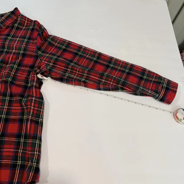 LL Bean Red Scotch Plaid Cotton Flannel Button Shirt Relaxed Fit Size XL - Image 8