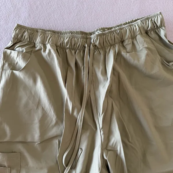 Women's Olive Green with Black Edging Silky Two Piece Scrub Set Size XL #260641 - Image 8