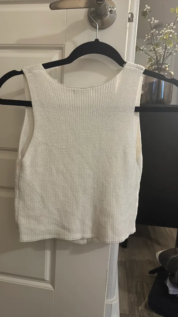 Knit Button Down Tank Top - Image 3